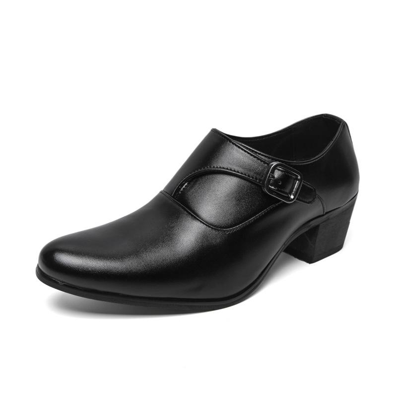 Men s Large Size High-Heeled Leather Slip-On Office Shoes 44
