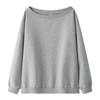 Louvre Spring Korean Athflow One-Shoulder Relaxed Sweatshirt for Women