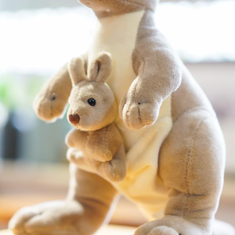 Non-Toxic Cute Australian Kangaroo Plush Toy Mother And Child Kangaroo Doll Simulation Animal Doll Parent-Child Doll Birthday Gift 28Cm