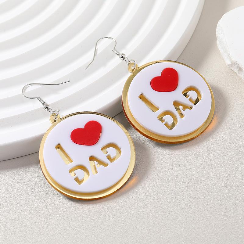 Father s Day Heart Acrylic Earrings - Sweet European & American Style Ear Accessories