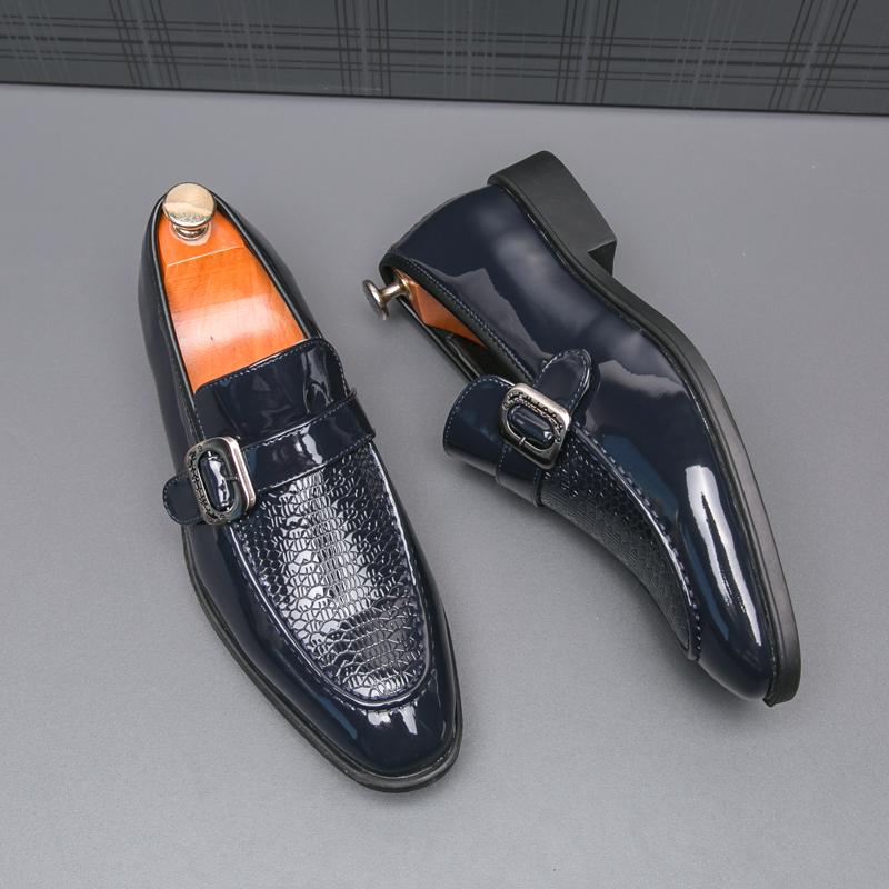 Luxury Good Men Crocodile Pattern Patent Leather Shoes Slip-on Business Leather Loafers Formal Dress Shoes Fashion Evening Shoes
