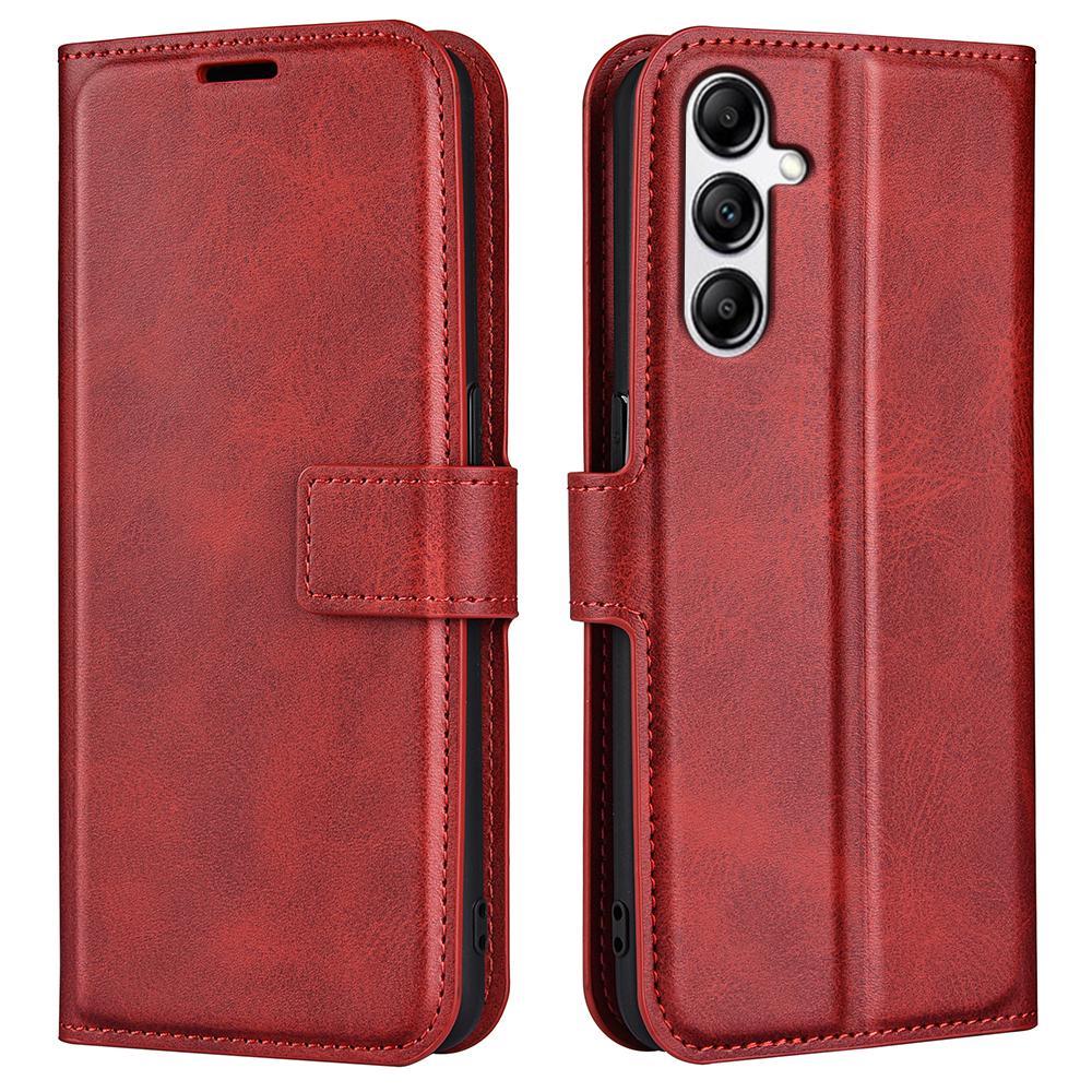 

For Samsung Galaxy A34 5G Folio Flip Phone Case Calf Texture Stand Wallet Cover Red