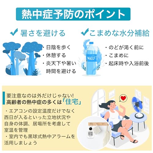 Black Globe Type Heatstroke Meter, Thermometer and Hygrometer with Clock, Heatstroke Index (WBGT), Alarm, Backlight, Silent Operation, for Indoor and