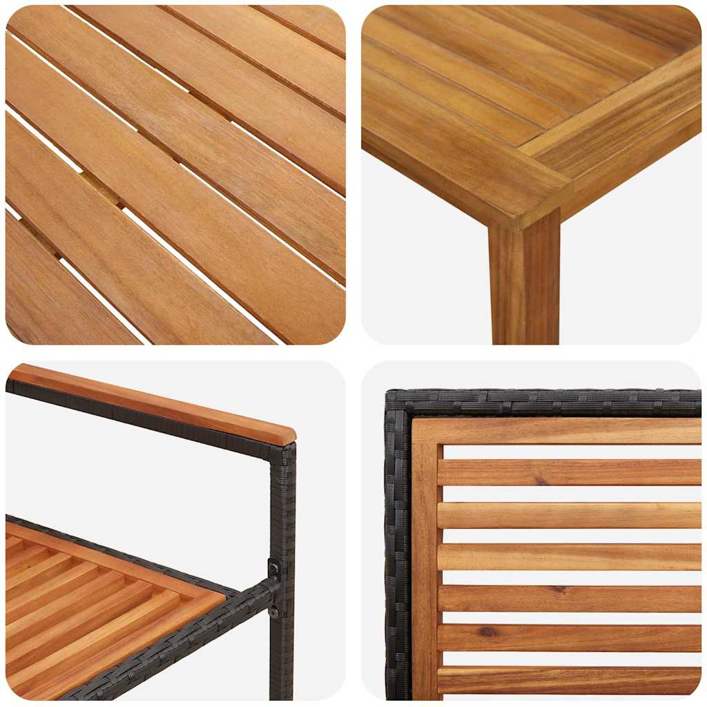 Garden Dining Set 7 Pcs Black Solid Acacia Wood