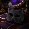 Luxury Rhinestone Costume Mask Full Halloween Mask, Sparkling Skull And Cat Face Carnival Adjustable Elastic Straps for Theme Dances Decorative Party