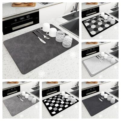 Elegant Minimalist Super Absorbent Large Mat Antiskid Draining Dish Drying Quick Dry Kitchen Bathroom Drain Pad Tableware Decor
