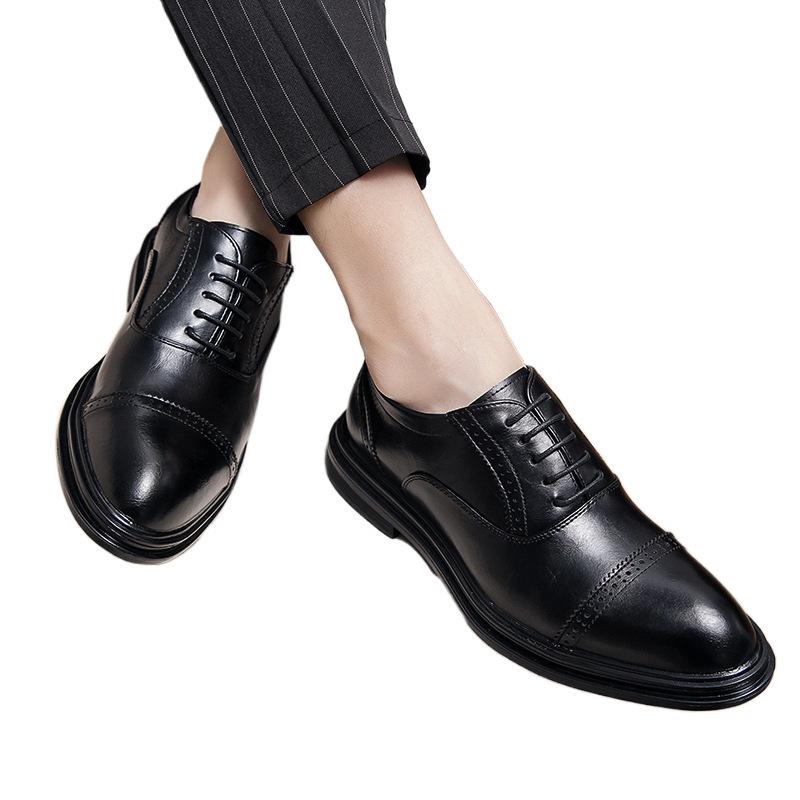 Leather shoes men's formal business men's shoes British style heightening pointed men's suit leather shoes spring and autumn new wedding shoes