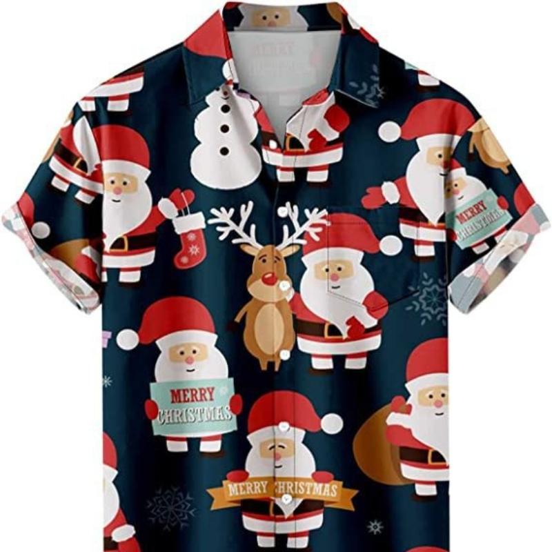 Рождественская коллекция мужская повседневная 3D цифровая печать весна/лето короткая — фото 8