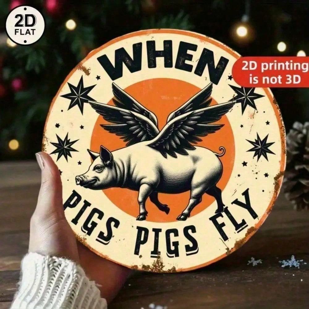 

Vintage Retro Metal Flying Pig Sign Rustic Farmhouse Wall Art Decor 8 Inch Cast Iron Sculpture разноцветный