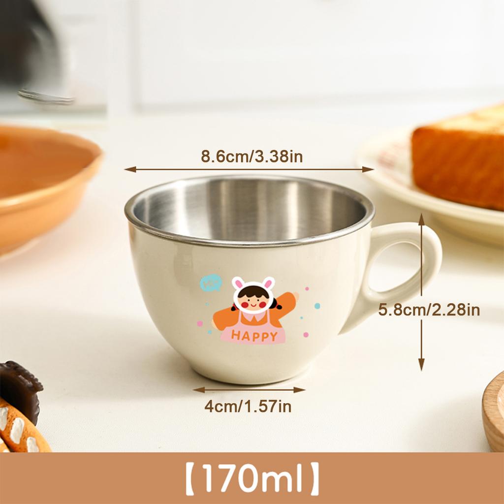 WORTHBUY 170ML Mini Water Cup Tumbler For Kids Students Removable 304 Stainless Steel Double Layer Milk Coffee Mug With Handle