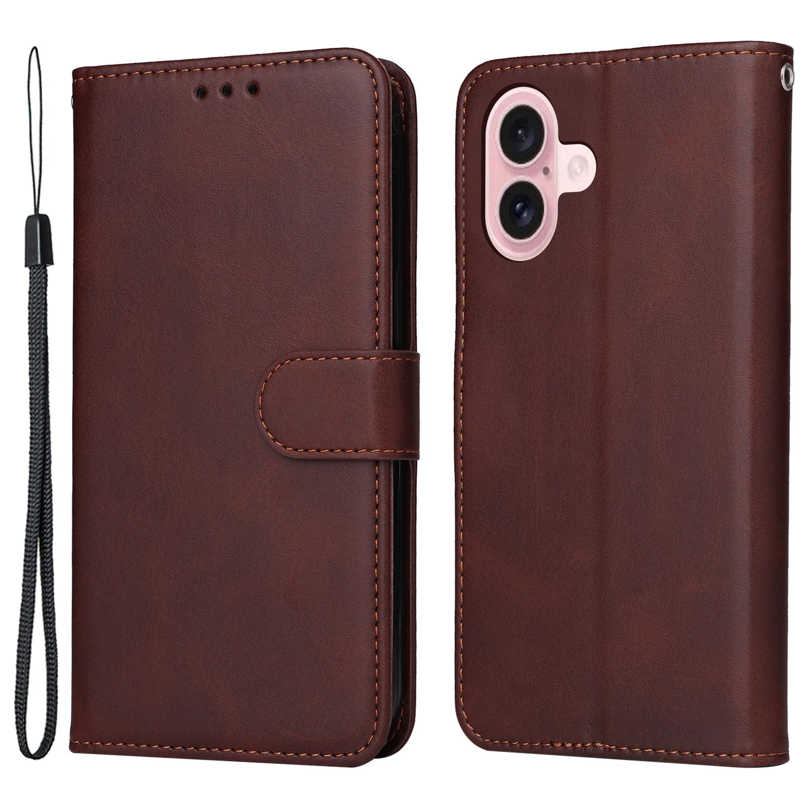 

For iPhone 16 Case PU Leather Stand Phone Cover with 3 Card Slots Wallet