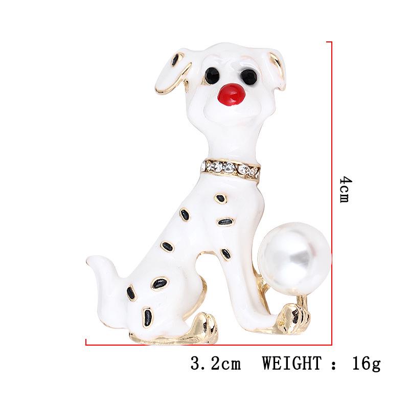 Cute Puppy Brooch Female Pearl Corsage Spotted Dog Year Budding Pet Scarf Pin Buckle The Year of The Zodiac Badge Long-Lasting Color Exquisite Brooch