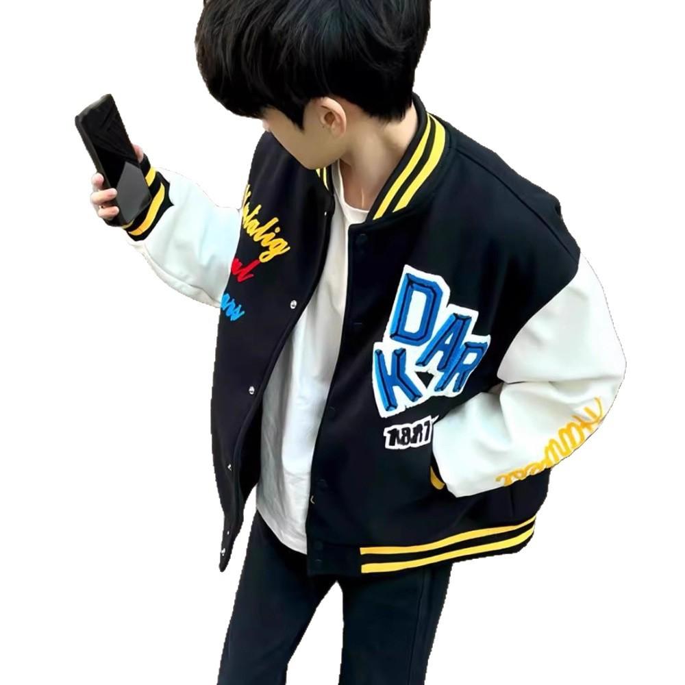 Color matching letter embroidery design sense baseball jacket men's spring and autumn loose American retro couple coat top