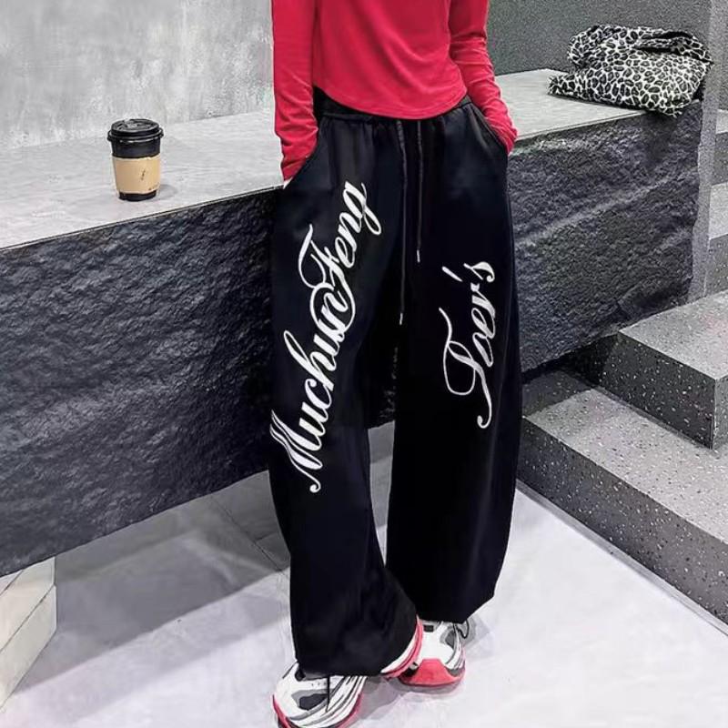 

Korean Style Drawstring Hip Hop Casual Jazz Dance Pants for Women Small чёрный