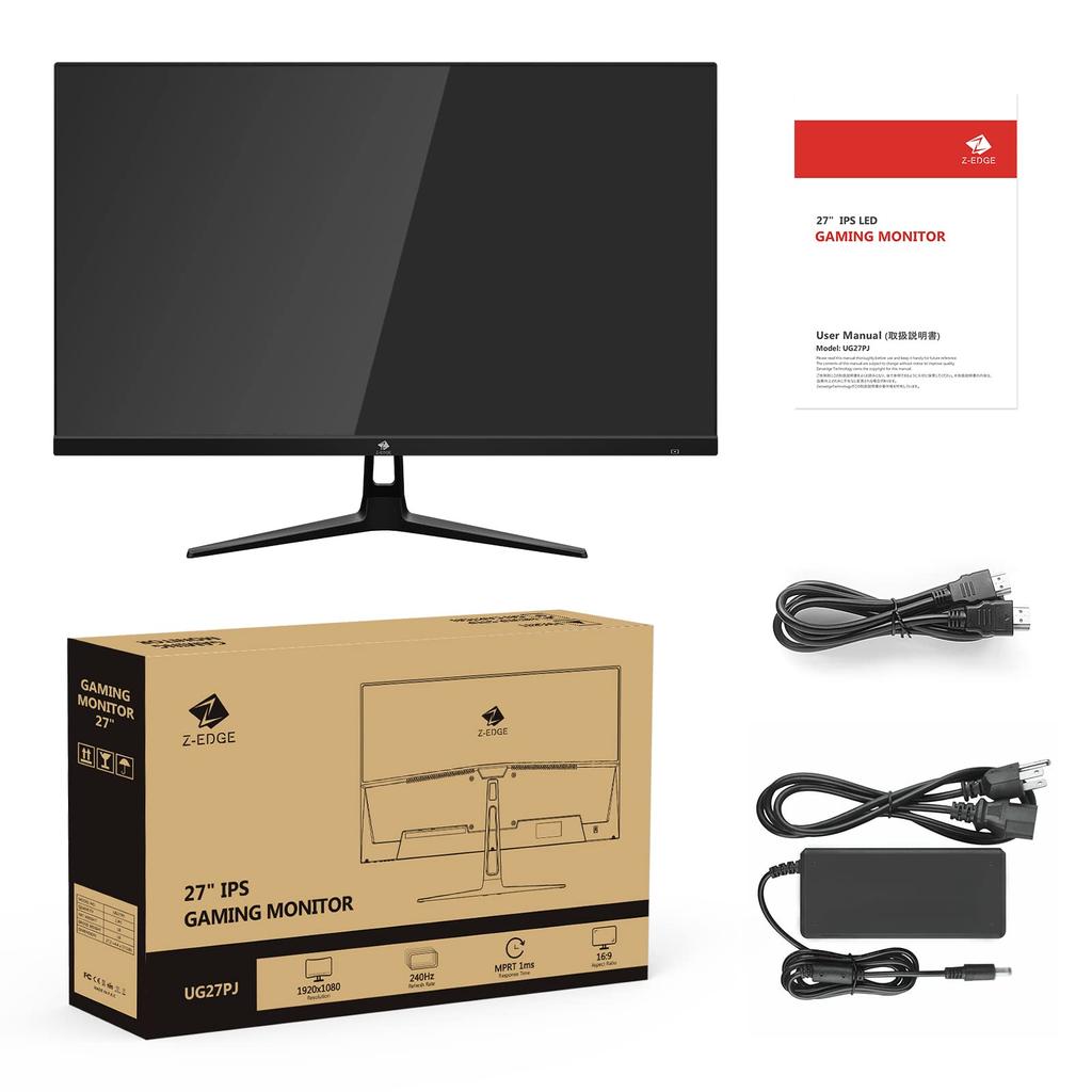 Z Gaming Monitor 240Hz Display LED FHD Speaker Z-Edge 27-inch 1920x1080/Anti-Glossy/IPS Panel/Ultra Thin/HDR (Standard Brightness
