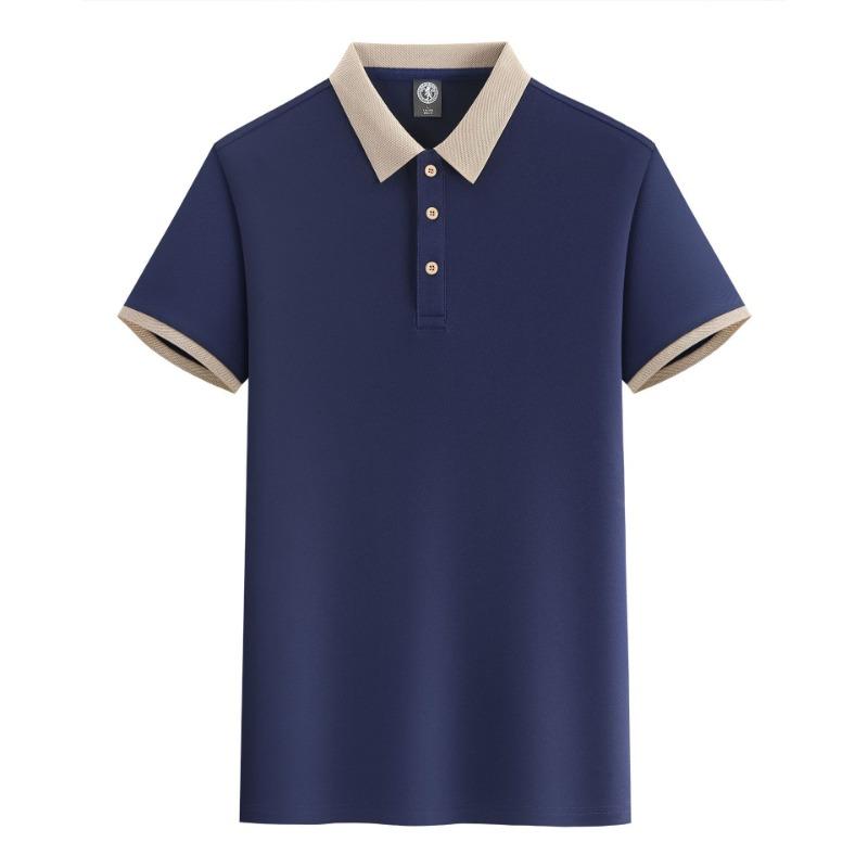 Men's Contrast Collar Short Sleeve Polo Shirt Solid Color Casual Top