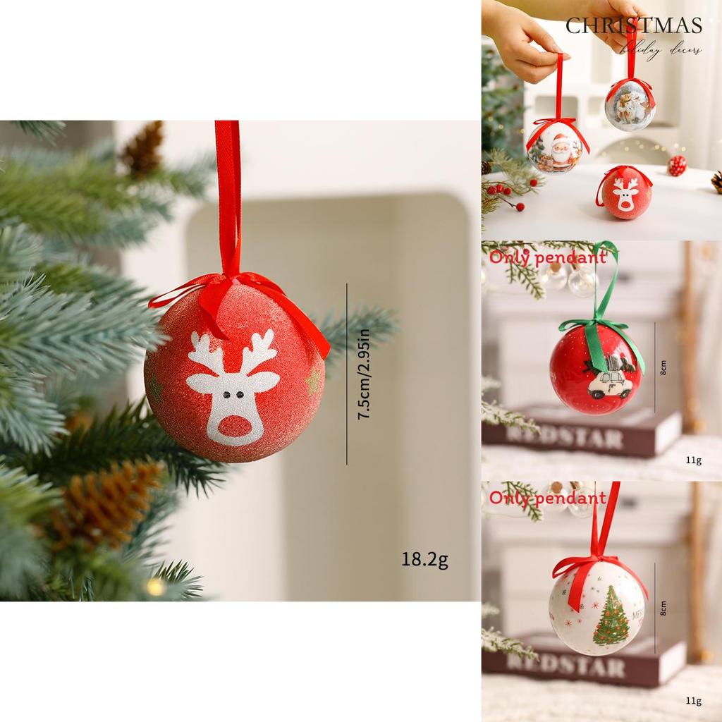 Christmas Theme Pattern Foam Ball Pendant Family Festival Decoration Props For Holiday Tree Decor And Festive Display