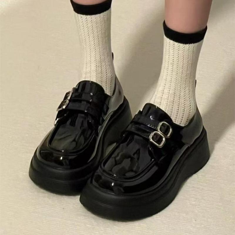 British Style Leather Shoes Women 2025 Spring and Autumn New Style Loafers Thick-Soled Single Shoes Student Mary Jane Shoes