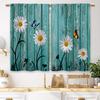 Bauernhaus Paneele Türkis Gänseblümchen Küchenvorhänge Rustikale Holzlandhaus Kleine Kurze Fenster Florale Vorhänge Vorhang mit Stangentasche Polyester Perfekt Für