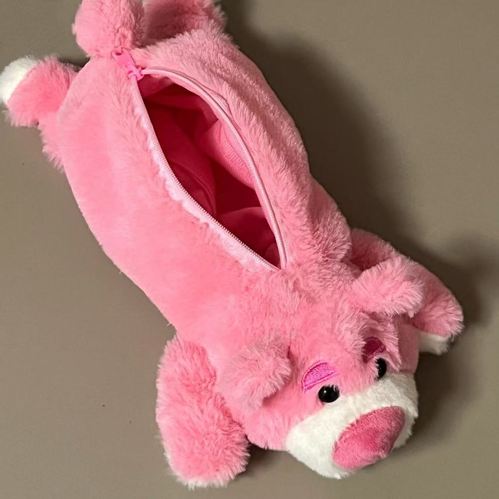 Cute Lotso Stitch Plush Pencil Case With Large Capacity For Students And Office Use