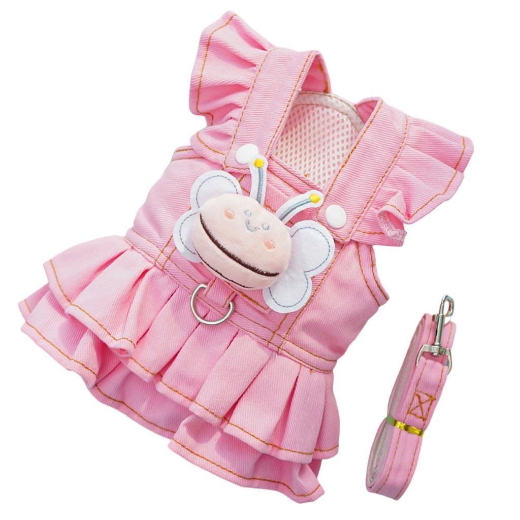 Bright Dog Harness Dress with Lead for Small Breeds Walking Training Vest for Comfortable and Safety Outdoor Activity