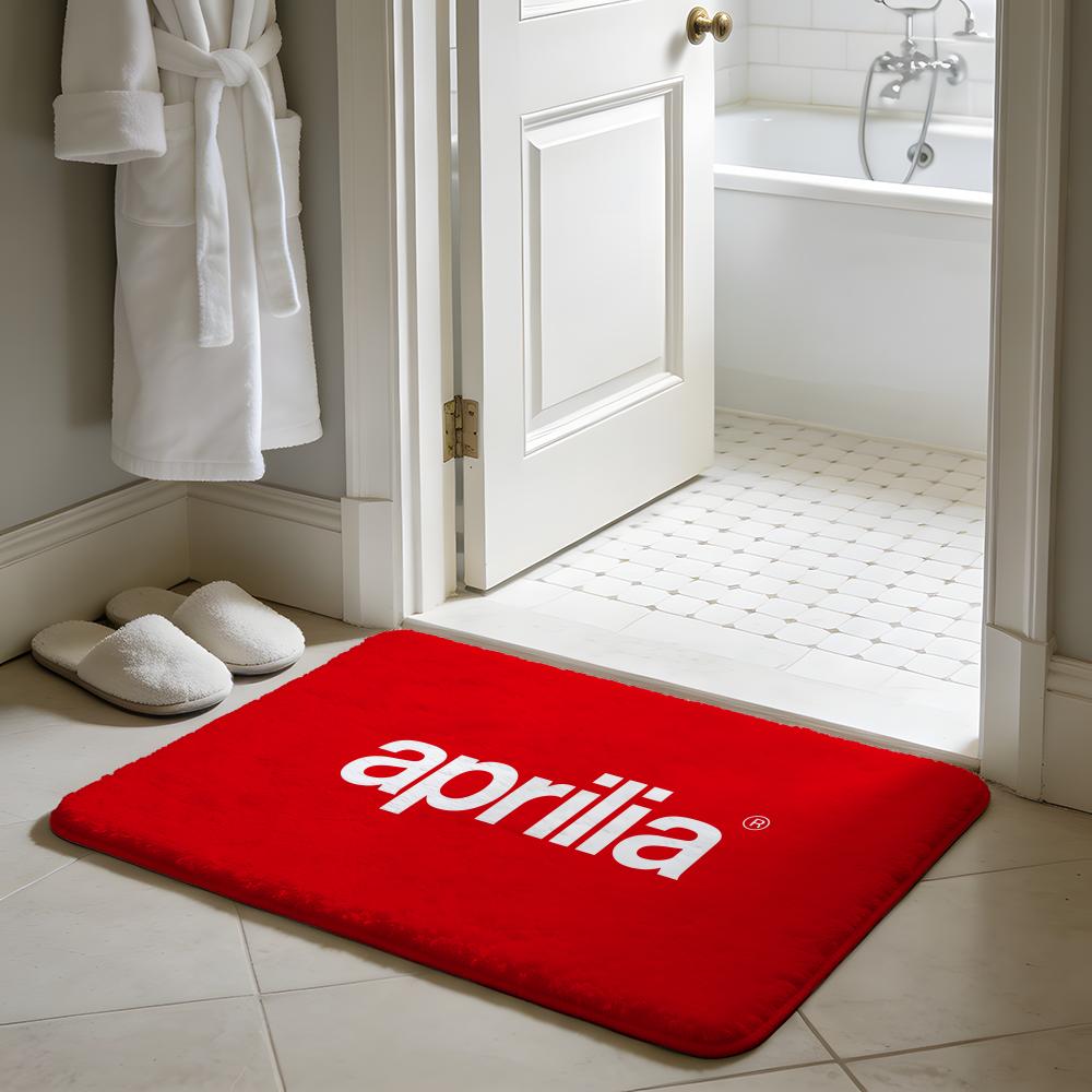 AAprilia Motorrad Logo Fußmatte Weiche Flanell-Matte Saugfähig Rutschfeste Teppichmatte Haus Schlafzimmer Badezimmer