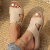 Fashion Women Wedge Slippers 2025 Summer Retro Flower Roman Sandals Woman Lightweight Non Slip Beach Slides Female Indoor Leisure Shoes