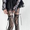 Hollow Lace Mesh Stockings with Bow Tie Pantyhose Lolita Retro Floral Vine White Black Purple Blue Grey Stockings for Women