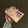 For Magsafe Magnetic Wireless Charging Cover for Samsung Galaxy S25 S24 S23 Ultra Plus Hand Lanyard Matte Lens Shockproof Case