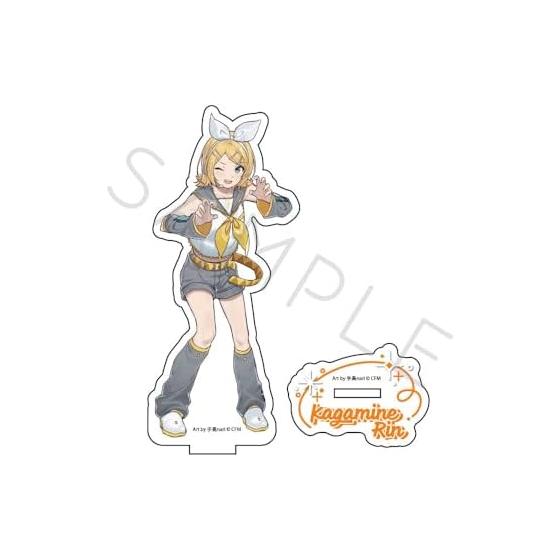 Hatsune Miku & Piapro Characters Kagamine Rin Acrylic Stand with Base, Full Color Print, Approx. 150x120mm, Transparent Acrylic