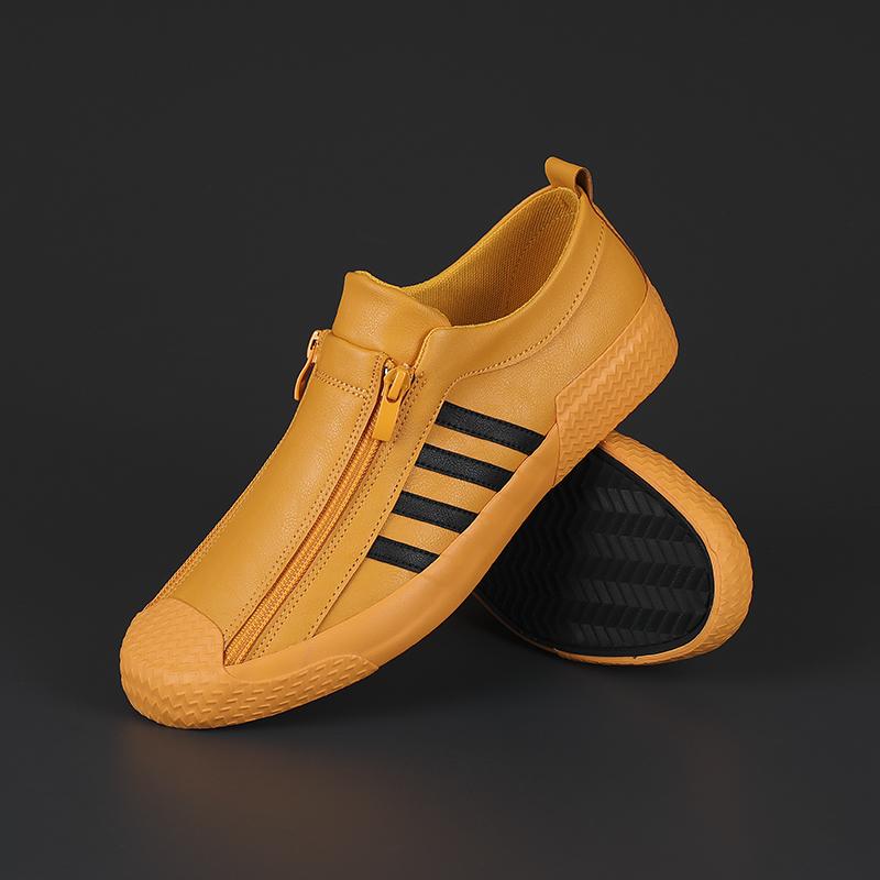 Мода 2024 Весна Мужская Кожаная Повседневная Обувь Желтые Мокасины Модные Низкие Мужские — фото 3