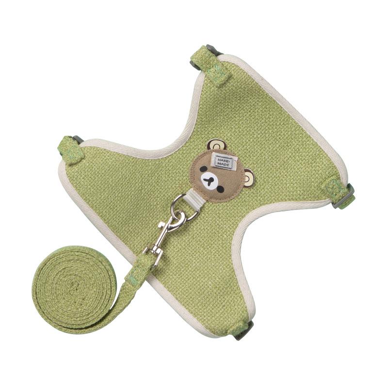 Adjustable Cartoon Bear Pet Harness & Leash for Dogs and Cats