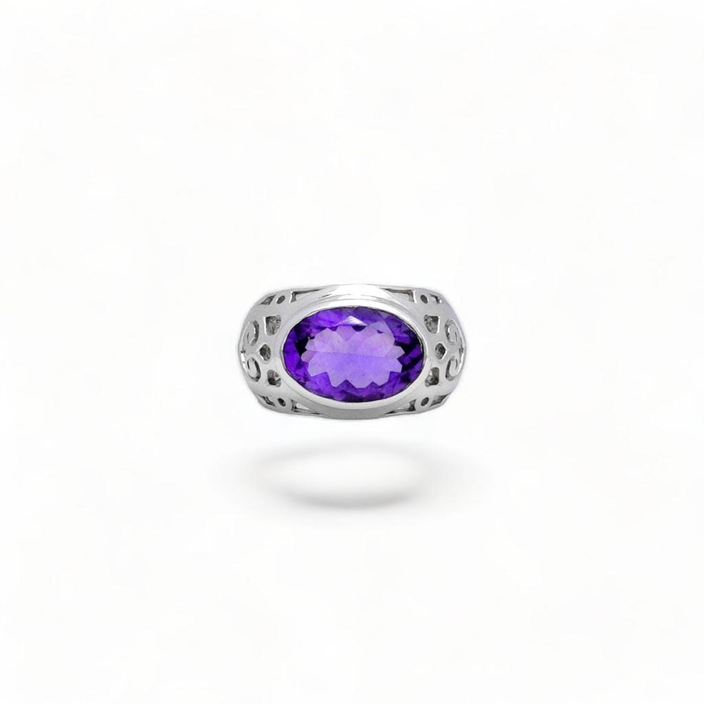 Natural Amethyst ring, 925 Sterling Silver Jewelry, Oval Amethyst, Gift for mother