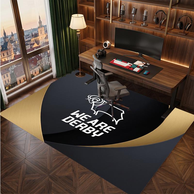 Tappeto in Velluto di Cristallo con Stampa del Derby County Football, Comodo Assorbente d'Acqua Antiscivolo Tappeto per Pavimenti Interni