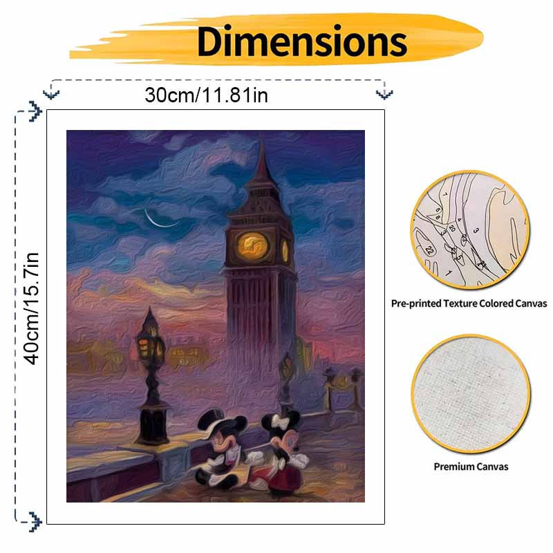 Disney Oil Painting Kit Painting Mickey Minnie London Home Bedroom Wall Decor Gift