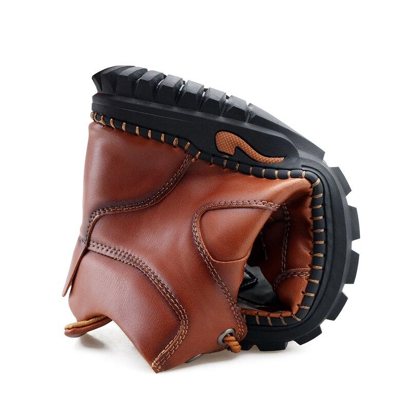 Männer Weiche Wanderschuhe Sommer Männliche Schwarze Lederschuhe Große Größe Mode Lässig Leder Sneakers Winter Warme Pelzschuhe