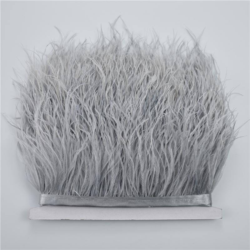 8-10cm Ostrich Feather Trims for Needlework and Handicraft Black Plume Skirt Decoration Natural Feathers Ribbon Fringe