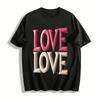 LOVE Letter Print Couple Casual Versatile Crew Neck T-Shirt Pure Cotton T-shirt