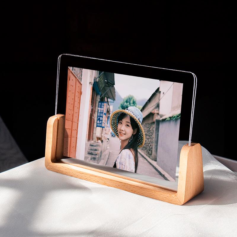 

U-образная деревянная и акриловая подставка для фоторамки, DIY самодельное монтажное украшение 5 inch 【Inner diameter 8.9*12.7cm】