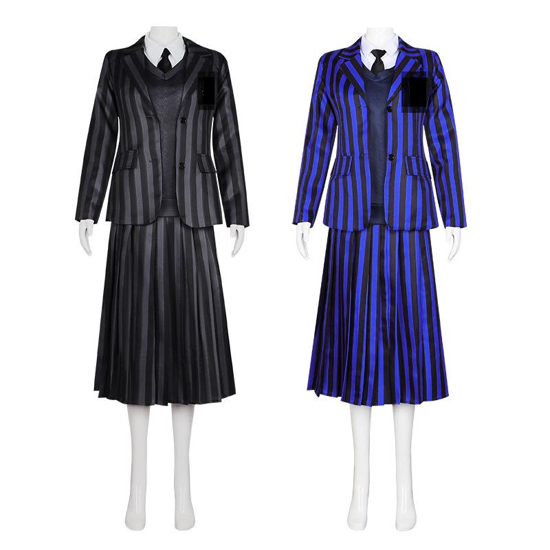 Wednesday Addams Cosplay School Uniform Halloween Costume for Women