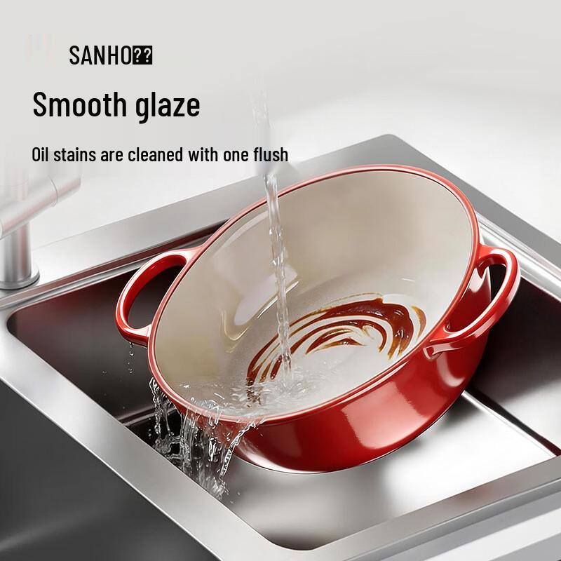 Sanhe 3.2L Visible Micro-Pressure Cast Iron Enamel Soup Pot