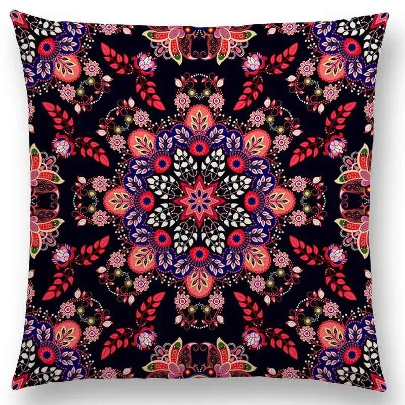 Hot Sale Bestselling African Animal Symbol Block Bohemian Geometric Floral Design Paisley Carnival Mandela Sofa Cushion 45*45cm