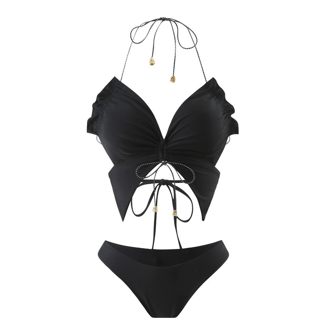 

Европейский и американский сексуальный женский купальник бикини без спинки однотонный S