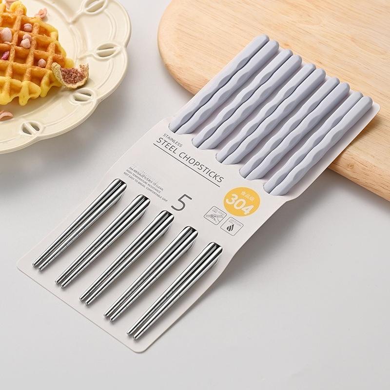 304 Stainless Steel Chopsticks Five-color Adult Chopsticks High Temperature Resistant Meal Chopsticks Public Chopsticks