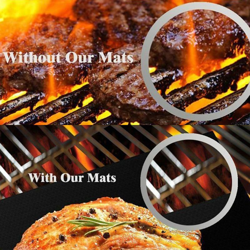 Gute Antihaft-Grillmatte 2 Stück/Set Hitzebeständig BBQ Grillmatte Leicht zu reinigen Teflon Küchenwerkzeuge Koch-Backmatte