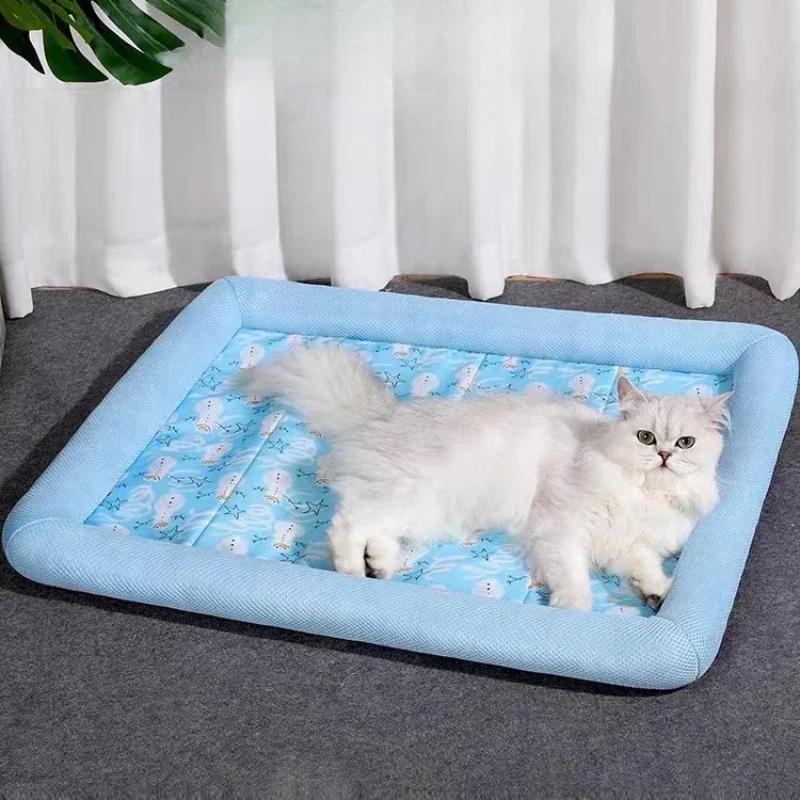 S-XL Summer Cooling Pet Cat Bed Cushion Ice Pad Dog Sleeping Square Mat for Puppy Dogs Cats Pet Kennel Top Quality Cool Cold