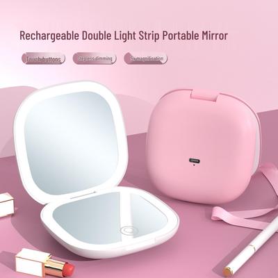 Tragbarer LED Falt-Schminkspiegel mit 5-facher Vergrößerung - Wiederaufladbarer Kosmetikspiegel und perfektes Geschenk.