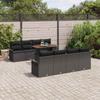7 Piece Garden Sofa Set with Cushions Black Poly Rattan