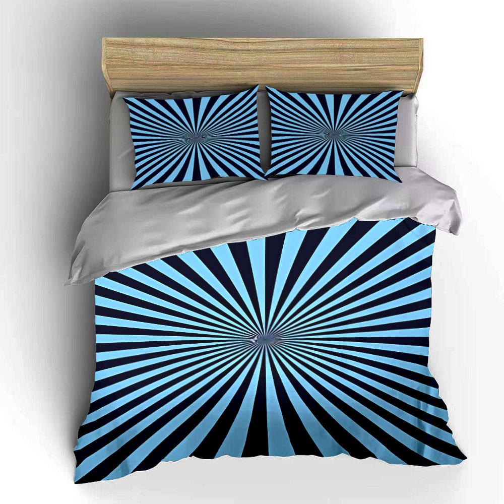 Radiating Blue Striped Pattern. Bedding Sets Duvet Cover Sets Duvet Covers Pillowcases(1* Duvet Cover 2* Pillowcases Without Duvet Insert)