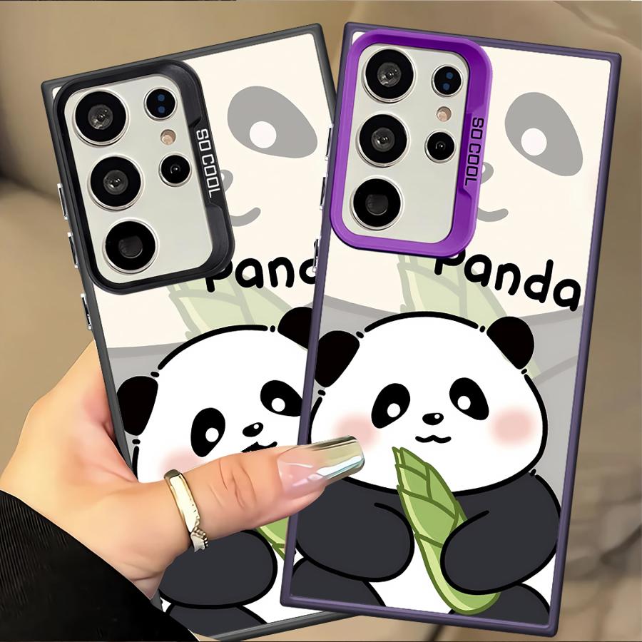 Case for Samsung Galaxy S25 S25Edge S21 S20 Plus S24 FE S23 Ultra S22 S23 Note 20 Ultra Phone Cover Cute Cartoon Panda